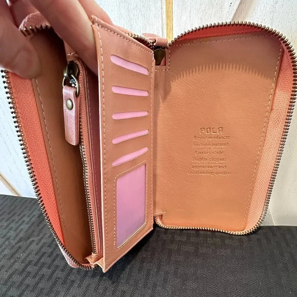 Pola Dusty Pink Leather Wristlet/Wallet